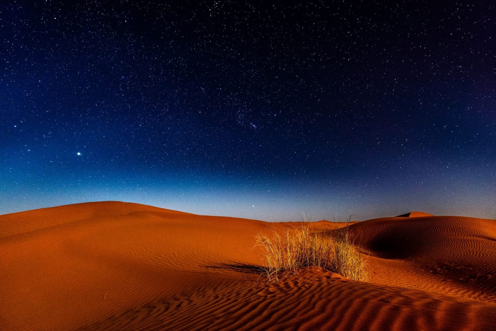 The night sky above the dunes of the Zagora province