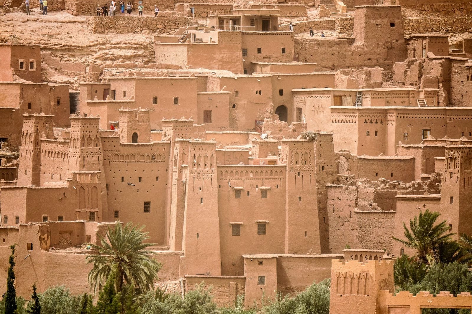 Mud-brick towers of Aït Benhaddou in afternoon light