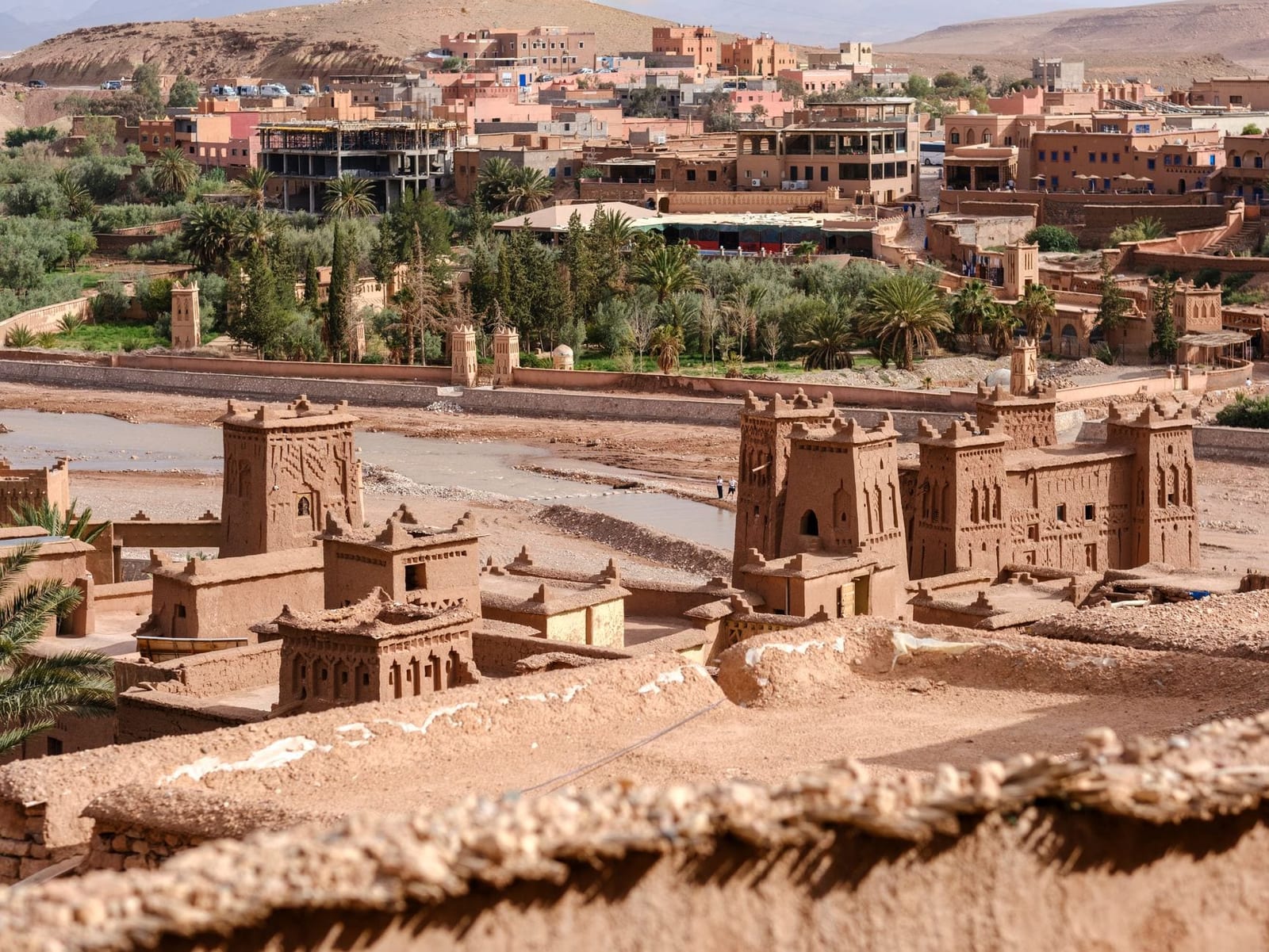 The ancient mud-brick architecture of Aït Benhaddou under the Atlas sky